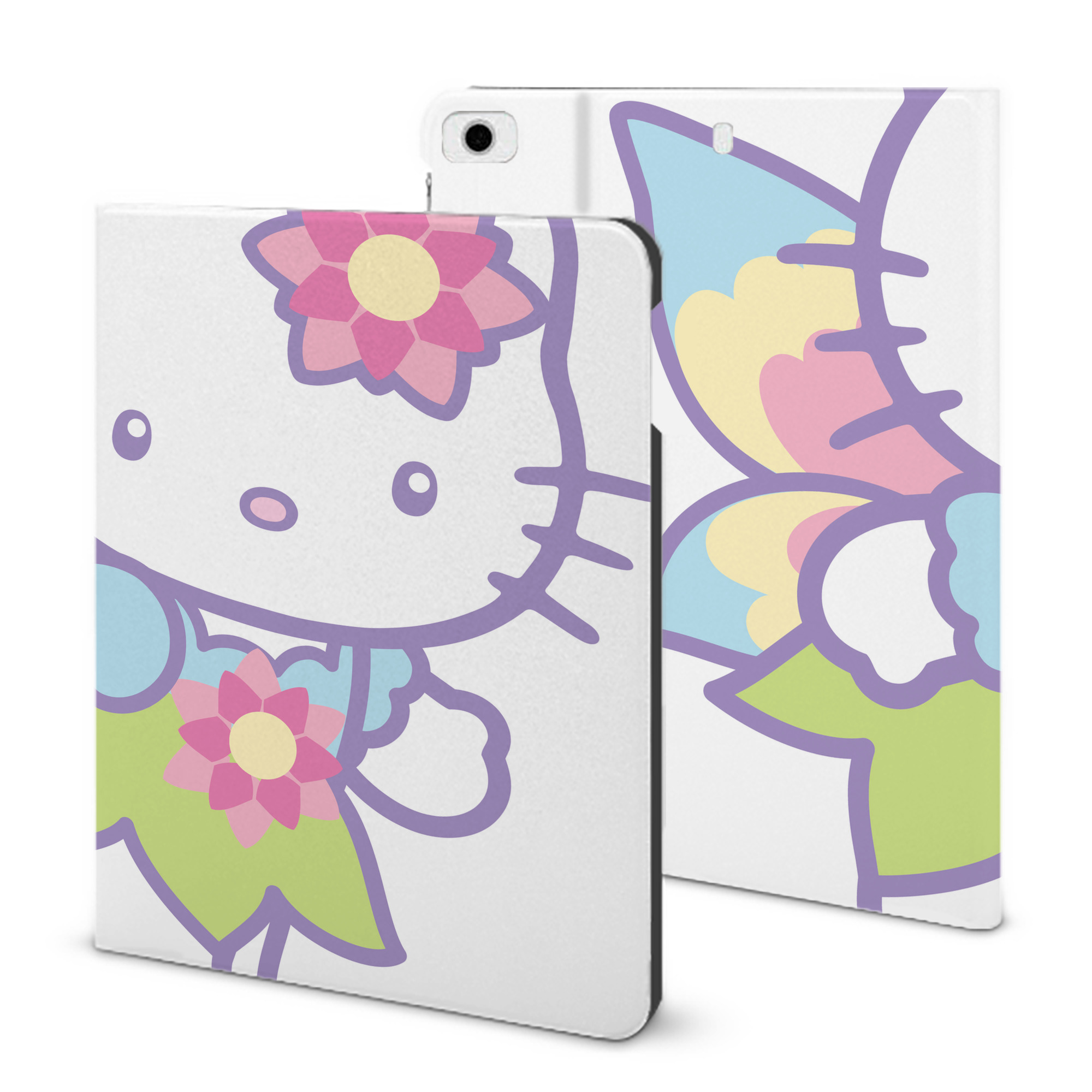 （画像用） Hello Kitty ハローキティ IPad ケース ブック型 PUレザー TPU 耐衝撃 軽量 薄型 ペン収納なし 全面保護 IPad 各モデル対応